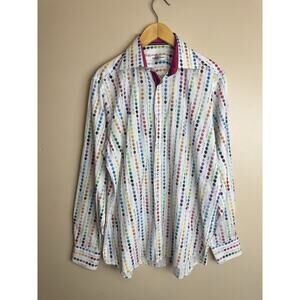 Bullocks & Jones Men’s Long Sleeve White Balloon Print Cotton Shirt M